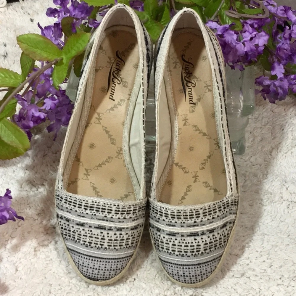 Lucky Brand linen wedge espadrilles